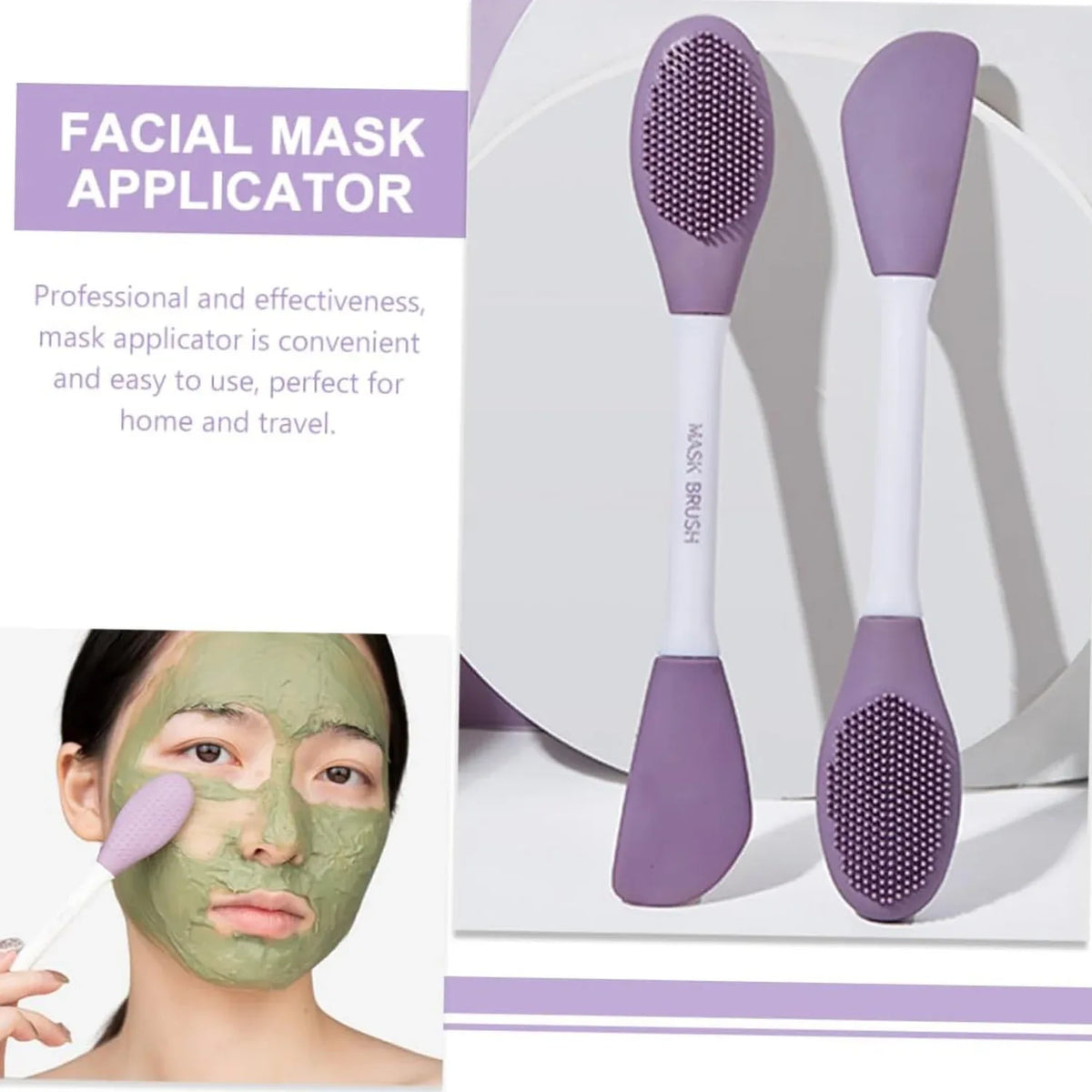 12532 Double-headed Silicone Mask Brush Face Cleansing And Applying Mud Mask Beauty Salon Special Brush Smear Tool Facial Scrub Silicone Wash Scrubber Face Tools (1 Pc) - Zidbik