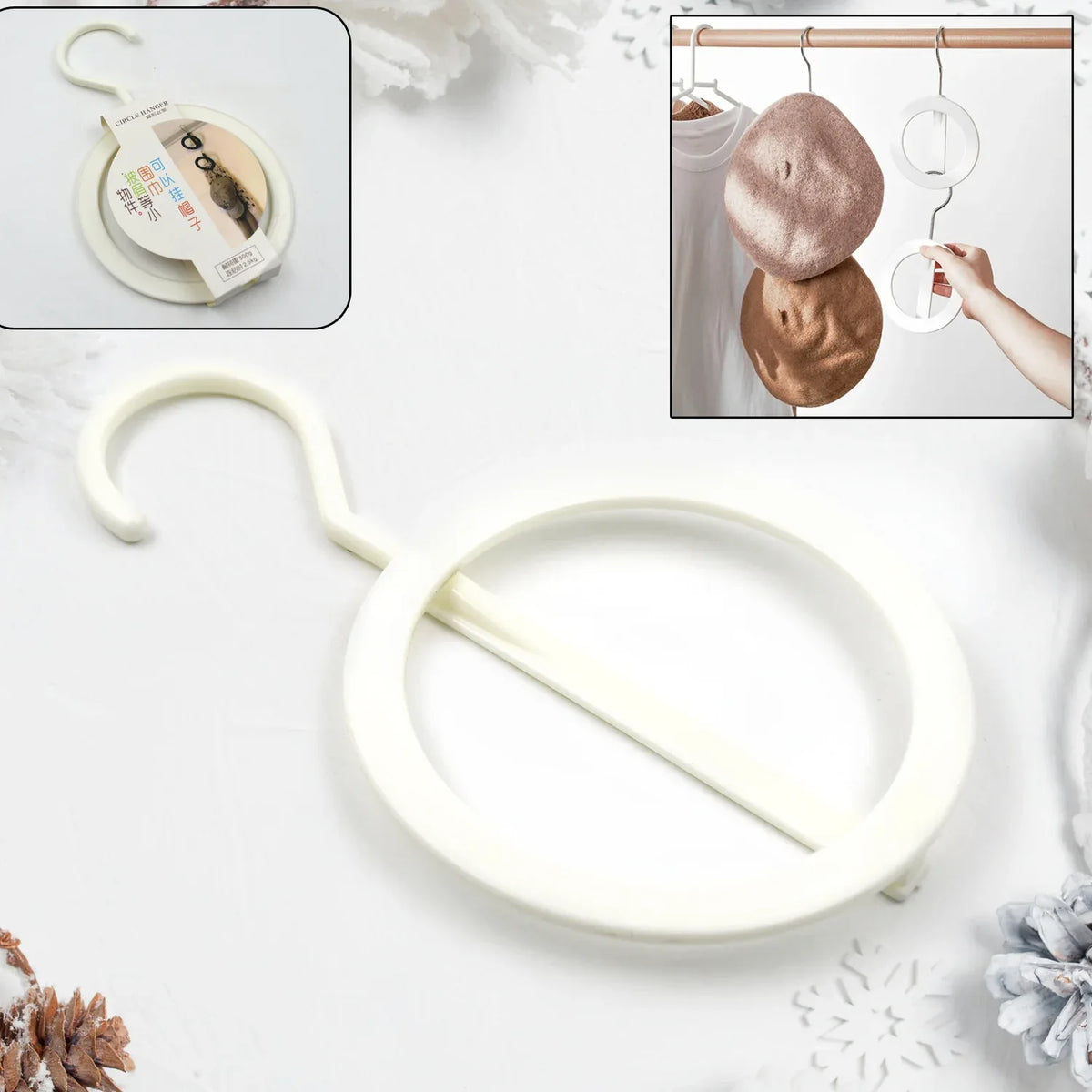 17554 Plastic Circle Hanger Hat Closet Joint Hanger Rings Hanger Hat Storage Towel Hanger Hook Bag Hanger Storage For Wall Door Closet Bathroom (1 Pc) - Zidbik