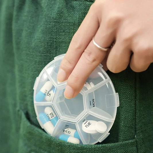 7-sided Portable Pill Box Medicine Planner Small Case - Zidbik