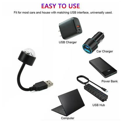 7397 Usb Star Night Light Projector And Mini Disco Ball Light Adjustable Auto Roof Interior Car Ceiling Lights Flexible Atmosphere Strobe Light Decorations For Bedroom Car Party Ceiling - Zidbik