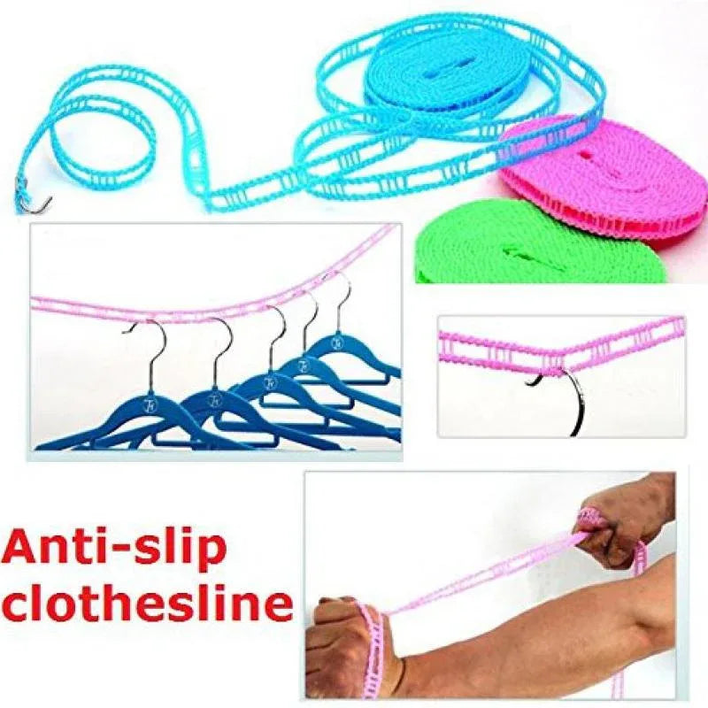 190 Clothesline Drying Nylon Rope With Hooks - Zidbik