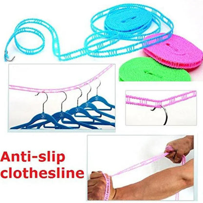190 Clothesline Drying Nylon Rope With Hooks - Zidbik