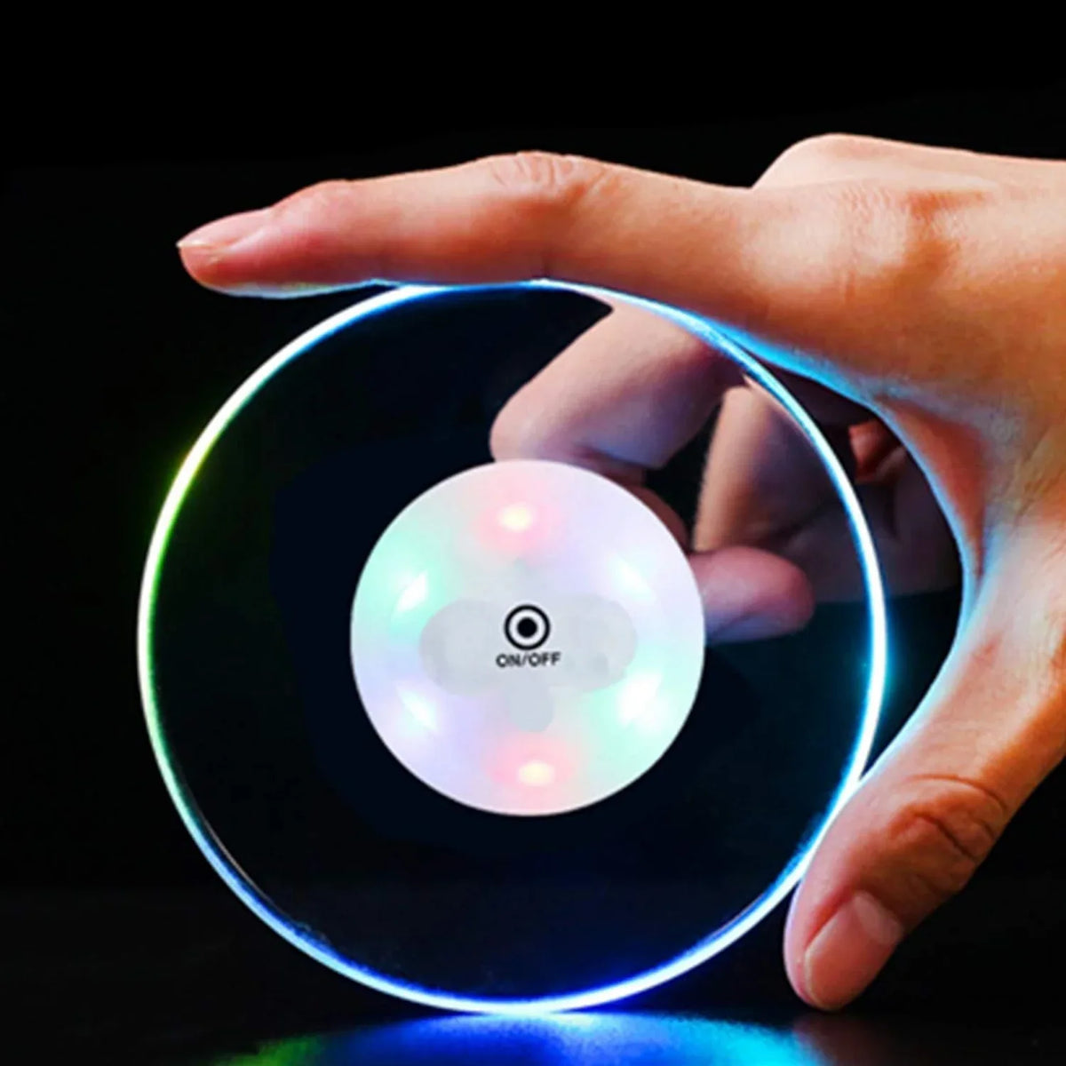 Colorful Led Cocktail Coaster Round Ultra-thin Led Drink Coaster (1 Pc) - Zidbik