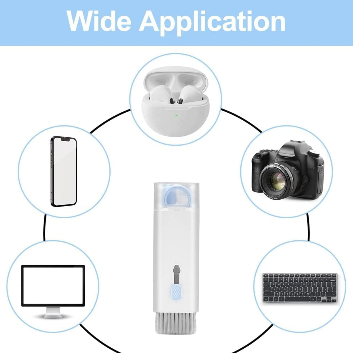 6462 7 In 1 Electronic Cleaner Kit Cleaning Kit For Monitor Keyboard Airpods Screen Dust Brush Including Soft Sweep Swipe Airpod Cleaner Pen Key Puller And Spray Bottle - Zidbik