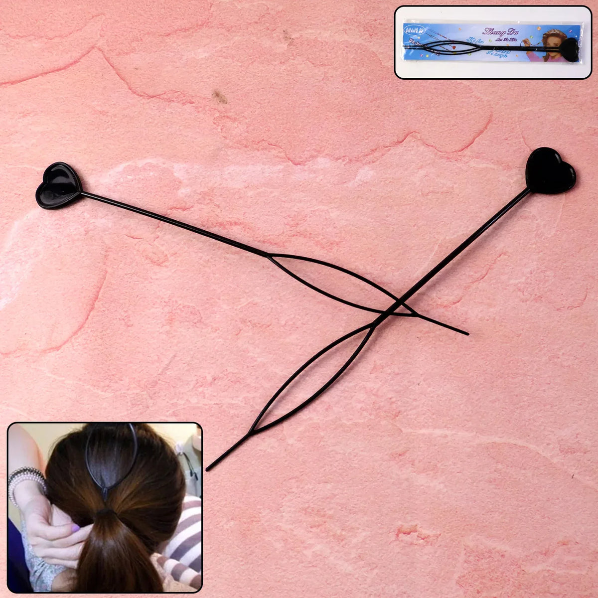 Heart-shaped Hairpin Set (2 Pcs) - Zidbik