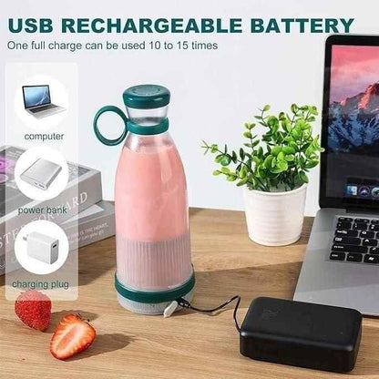 Portable Juicer Blender 5334a - Mini Wireless Charging Smoothie & Vegetable Shake Mixer Bottle with 6 Blades, 420 ml, Multicolor - Zidbik