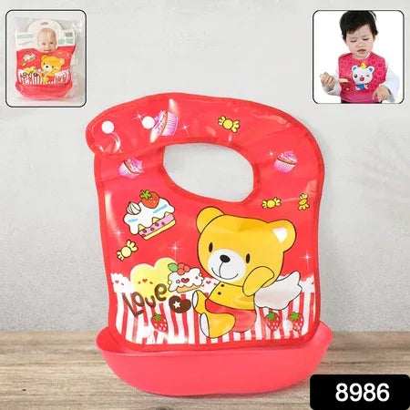 Multifunctional Waterproof Bpa Free Reusable Soft Fabric Plastic Baby Bib (1 Pc) - Zidbik