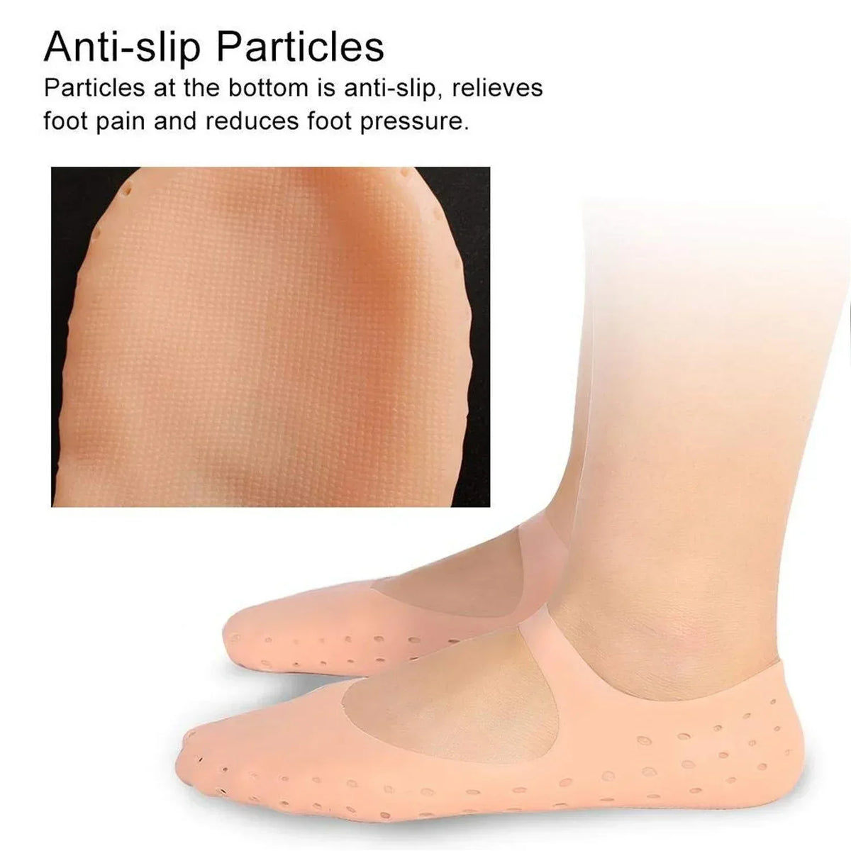 6037 Anti Crack Silicone Gel Foot Protector Moisturising Socks - Zidbik