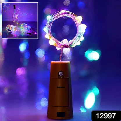 Wine Bottle Cork String Light Multi Led 2m Cable Length Copper Wire Battery Operated (Multicolor Light 1 Pc) - Zidbik