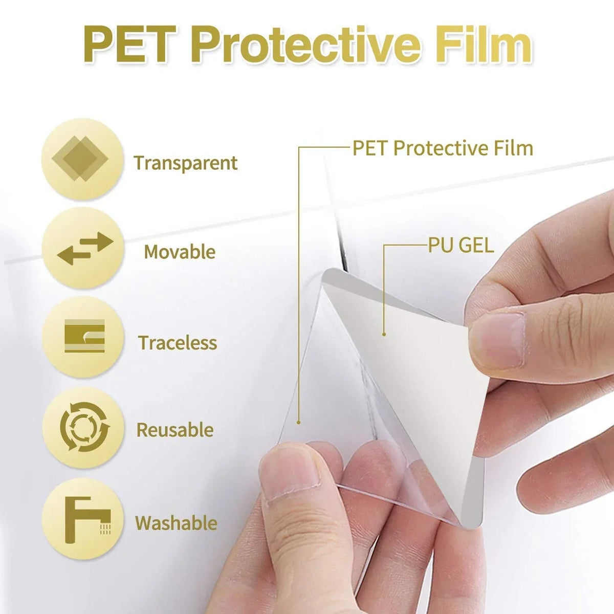 1777 New Double Side Tape Sticker Strong Waterproof Wall Indoor Nano Adhesive No Trace Gel Clear Industrial Multipurpose Removable Use For Bedroom Home Kitchen Hotel (0.6mmx1pc) - Zidbik