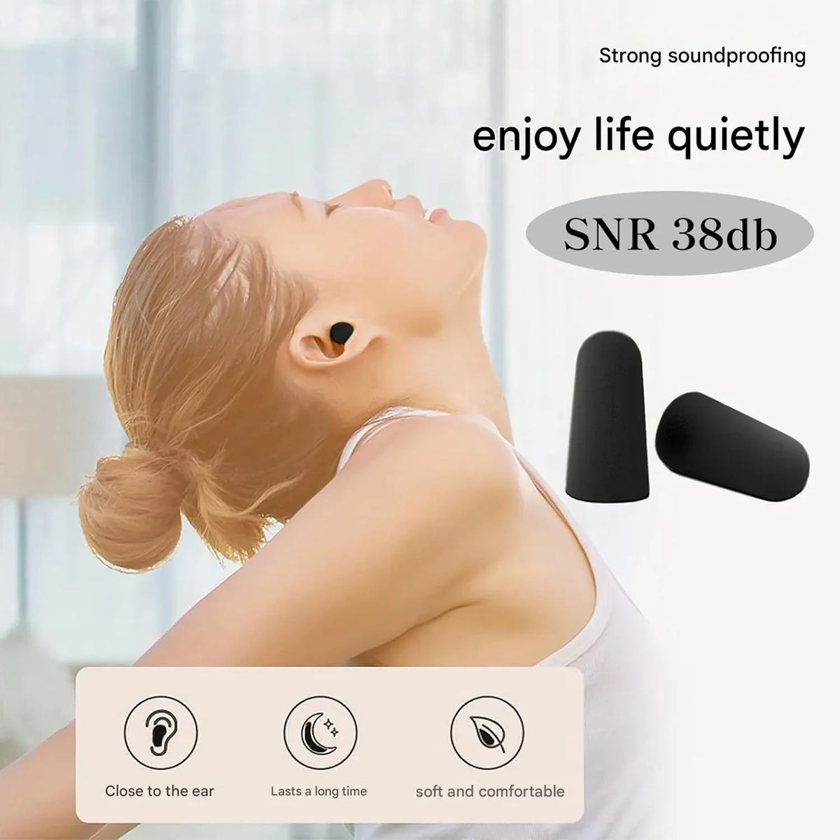 Soft Noise Reduction Ear Plugs (1 Pair) - Zidbik