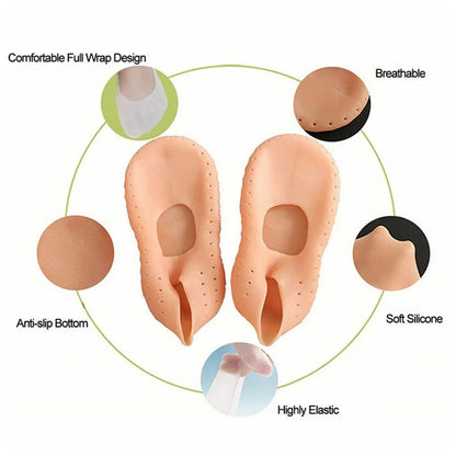 6037 Anti Crack Silicone Gel Foot Protector Moisturising Socks - Zidbik