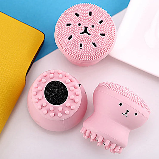 1671 Facial Cleansing Brushes Cute Octopus Shape Silicone Face Scrubber Massager Skincare Tool (1pc) - Zidbik