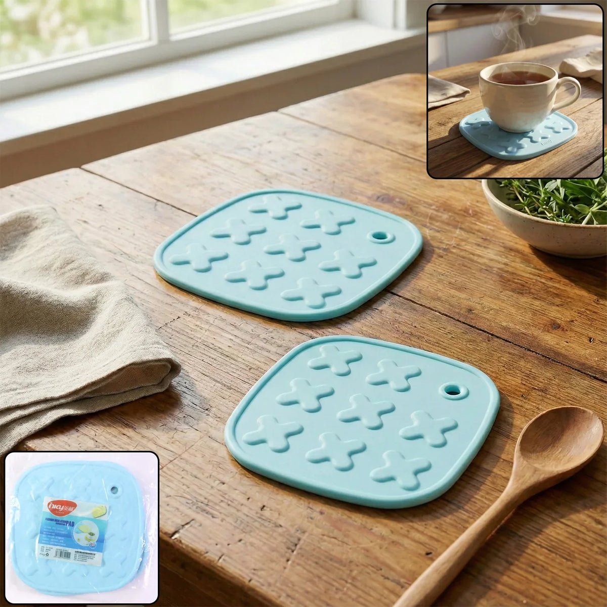 Heat Resistant Multipurpose Cup Coaster Hot Pot Pad Set (2 Pc) - Zidbik