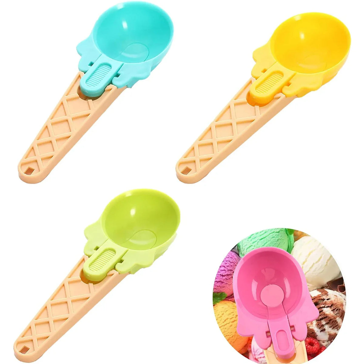 Ice Cream Scoop Set (2PCS) with Trigger | Watermelon Scooper & Fruit Baller | Kitchen Dessert Serving Tool - Zidbik