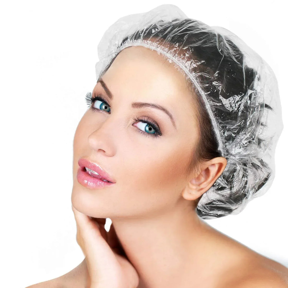 12737 Disposable Plastic Shower Caps Clear Elastic Thick Bath Cap For Women Spahome Usehotel And Hair Salon (1pc) - Zidbik
