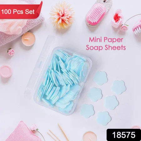 Mini Portable Travel Soap Paper Sheets Flower Shape (100 Pcs Set Approx Mix Color) - Zidbik