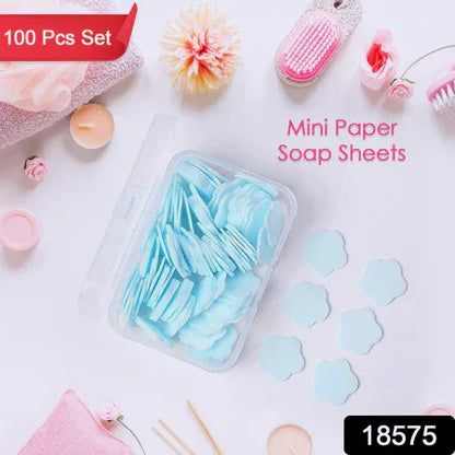 Mini Portable Travel Soap Paper Sheets Flower Shape (100 Pcs Set Approx Mix Color) - Zidbik