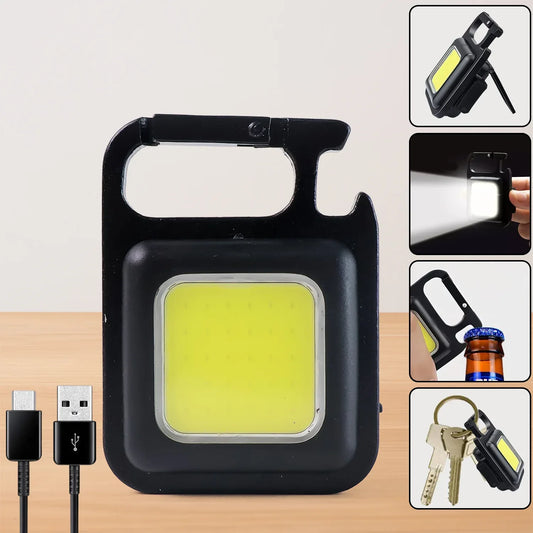 4035 Rechargeable Keychain Mini Flashlight With 4 Light Modesultralight Portable Pocket Light With Folding Bracket Bottle Opener And Magnet Base For Camping Walking - Zidbik