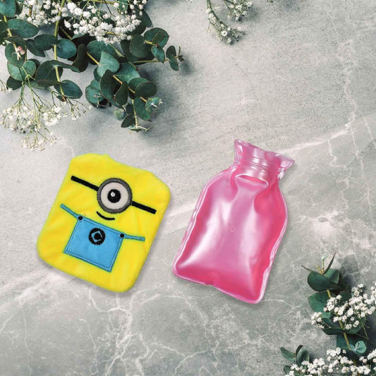 6506 Minions Hot Water Bag for Pain Relief - Small Cover for Neck, Shoulder, Menstrual Cramps, and Hand Feet Warmer - Zidbik
