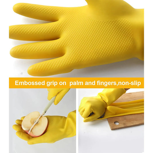 4854 2 Pair Med Yellow Gloves For Types Of Purposes Like Washing Utensils Gardening And Cleaning Toilet Etc. - Zidbik