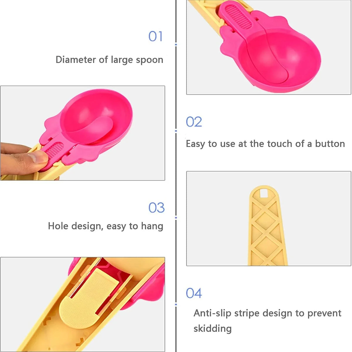 Ice Cream Scoop Set (2PCS) with Trigger | Watermelon Scooper & Fruit Baller | Kitchen Dessert Serving Tool - Zidbik