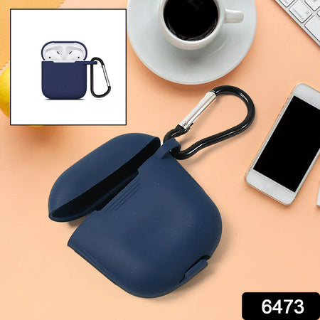 6473 Silicone Shockproof Protection Wireless Headphones Carrying Box Cover With Metal Keychain - Zidbik