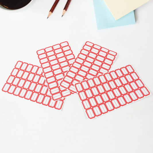 Multipurpose Blank Label Sticker Sheets Red Border Self-adhesive Writable Stickers For Bottles (50 Sheet) - Zidbik