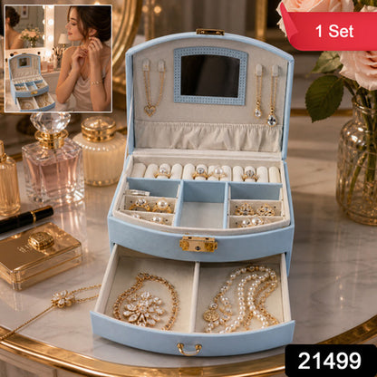 Premium Multi Layer Jewelry Storage Box With Mirror (1 Set)