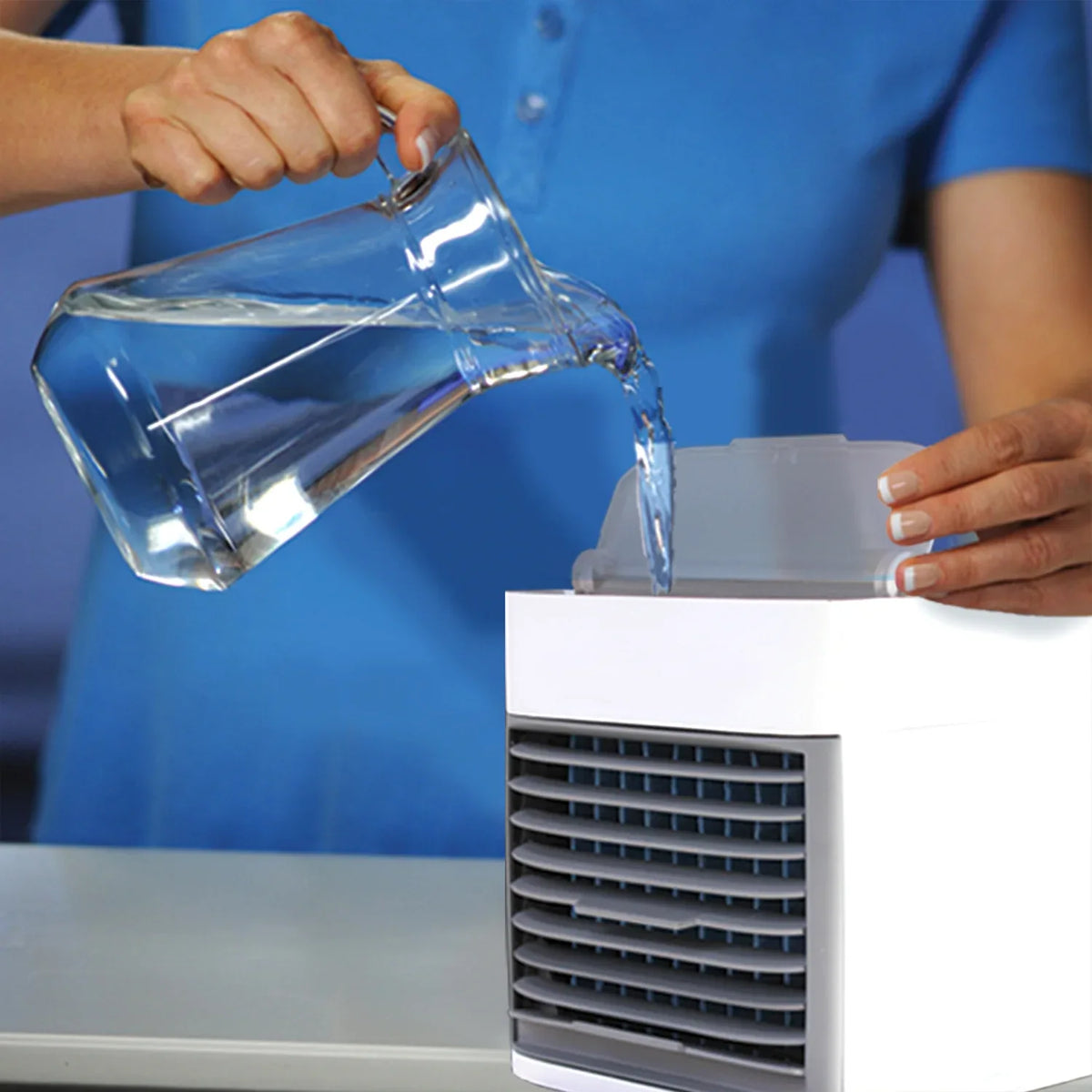 1464 Mini Portable Air Cooler Personal Space Cooler Easy To Fill Water And Mood Led Light And Portable Air Conditioner Device Cool Any Space Like Home Office - Zidbik