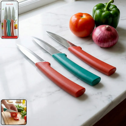 Multipurpose Kitchen Fruit Vegetable Cutting Knife Set (Pack Of 3) - Zidbik