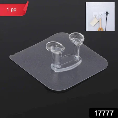 17777 Transparent Self Adhesive Hook Seamless Drill Free Removable Wall Mounted Hanger As Toothbrush Holder Power Plug Socket Holder Waterproof And Oil Proof (1 Pc) - Zidbik