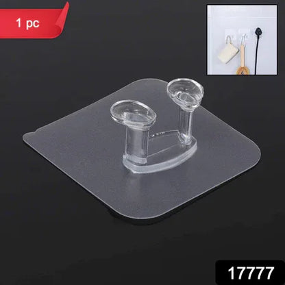 17777 Transparent Self Adhesive Hook Seamless Drill Free Removable Wall Mounted Hanger As Toothbrush Holder Power Plug Socket Holder Waterproof And Oil Proof (1 Pc) - Zidbik