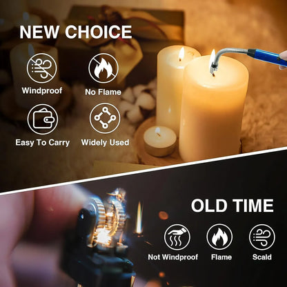 Metal Rechargeable Electric Arc Lighter With Flexible Neck (1 Pc) - Zidbik