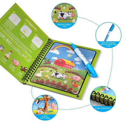 8091 Magic Water Quick Dry Book Water Coloring Book Doodle With Magic Pen Painting Board - Zidbik