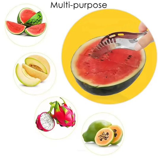 10053 3in1 Stainless Steel Watermelon Cantaloupe Slicer Knife Corer Fruit Vegetable Tools Kitchen (1 Pc) - Zidbik