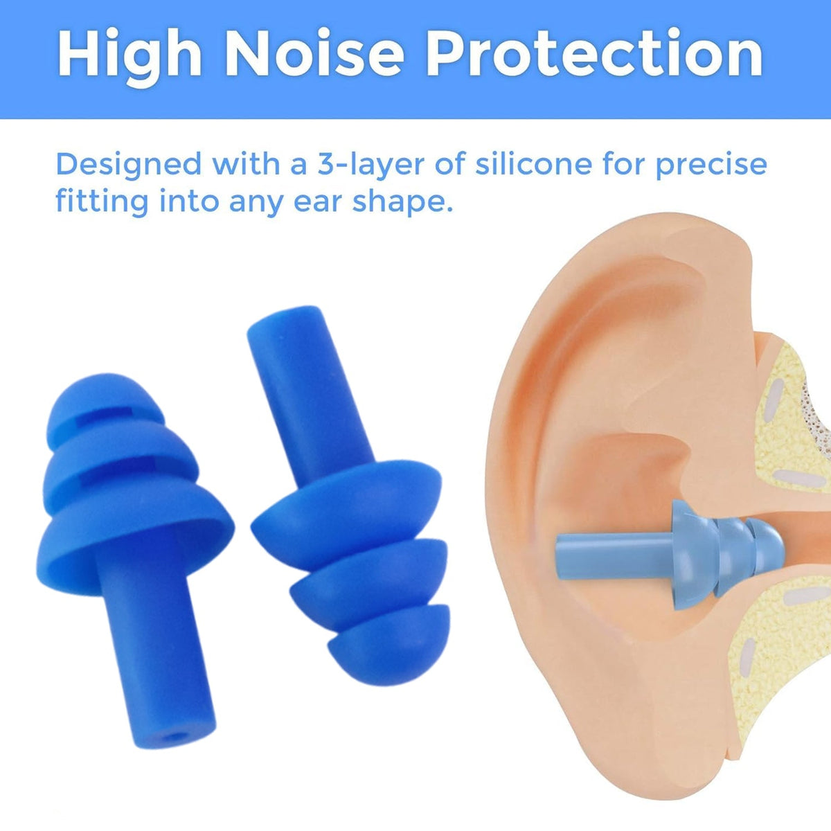 Reusable Silicone Swimming Ear Plugs Set - Comfortable and Effective Reusable Silicone Ear Plugs - Zidbik