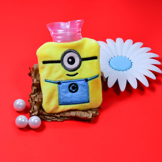 6506 Minions Hot Water Bag for Pain Relief - Small Cover for Neck, Shoulder, Menstrual Cramps, and Hand Feet Warmer - Zidbik