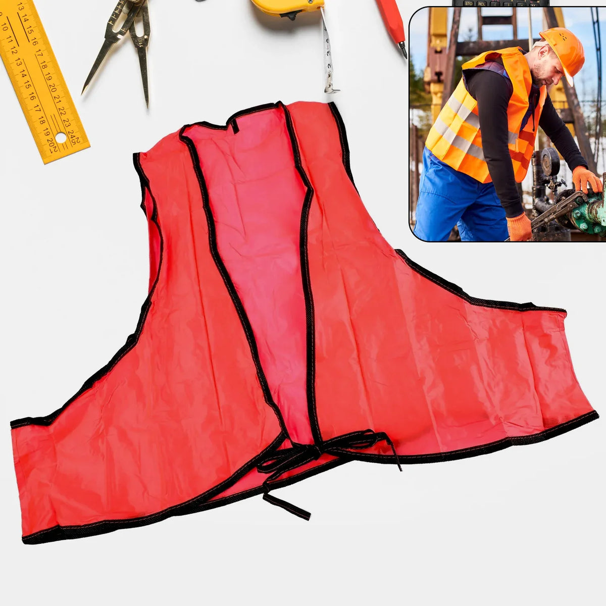 7453 Economy Safety Vest Soft Vinyl With Tie Closure For Identifying Staff And Volunteers Adult Pvc Safety Vest High Visibility For Outdoor Operator - Zidbik