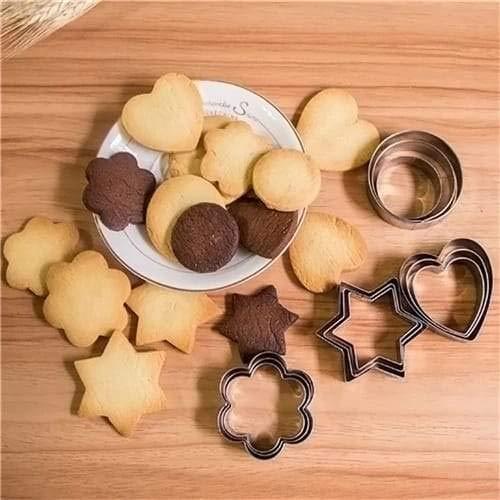 0813 Cookie Cutter Stainless Steel Cookie Cutter With Shape Heart Round Star And Flower (12 Pieces) - Zidbik