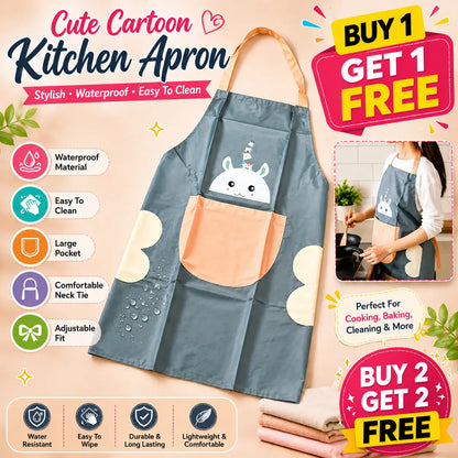 Cute Cartoon Animal Design Kitchen Apron | Buy 1 Get 1 FREE