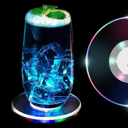Colorful Led Cocktail Coaster Round Ultra-thin Led Drink Coaster (1 Pc) - Zidbik