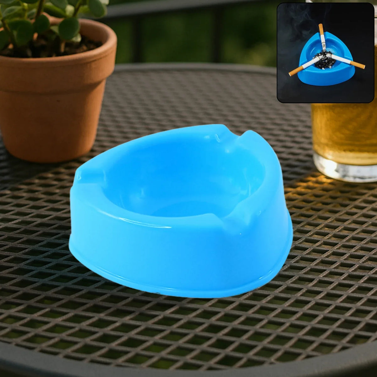 Heavy Duty Plastic Ashtray (Mix Color 1 Pc) - Zidbik