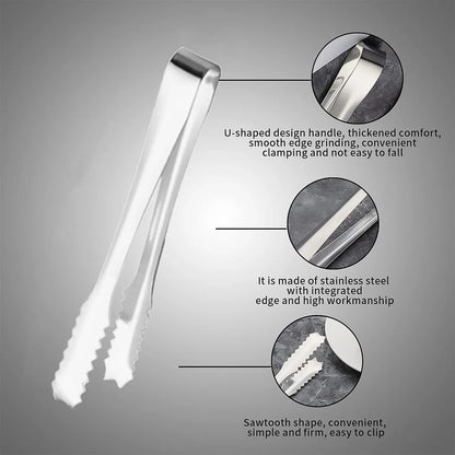 Stainless Steel Tong For Lifting Ice Cubes Sugar Cubes  Serving Tongs (13 Cm  1 Pc) - Zidbik