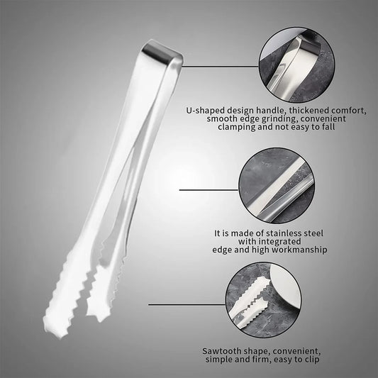 Stainless Steel Tong For Lifting Ice Cubes Sugar Cubes  Serving Tongs (13 Cm  1 Pc) - Zidbik