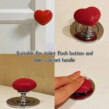 Multipurpose Cabinet Door Handle Drawer Heart-shaped Knob Pulls Toilet Press Button (1 Pc) - Zidbik