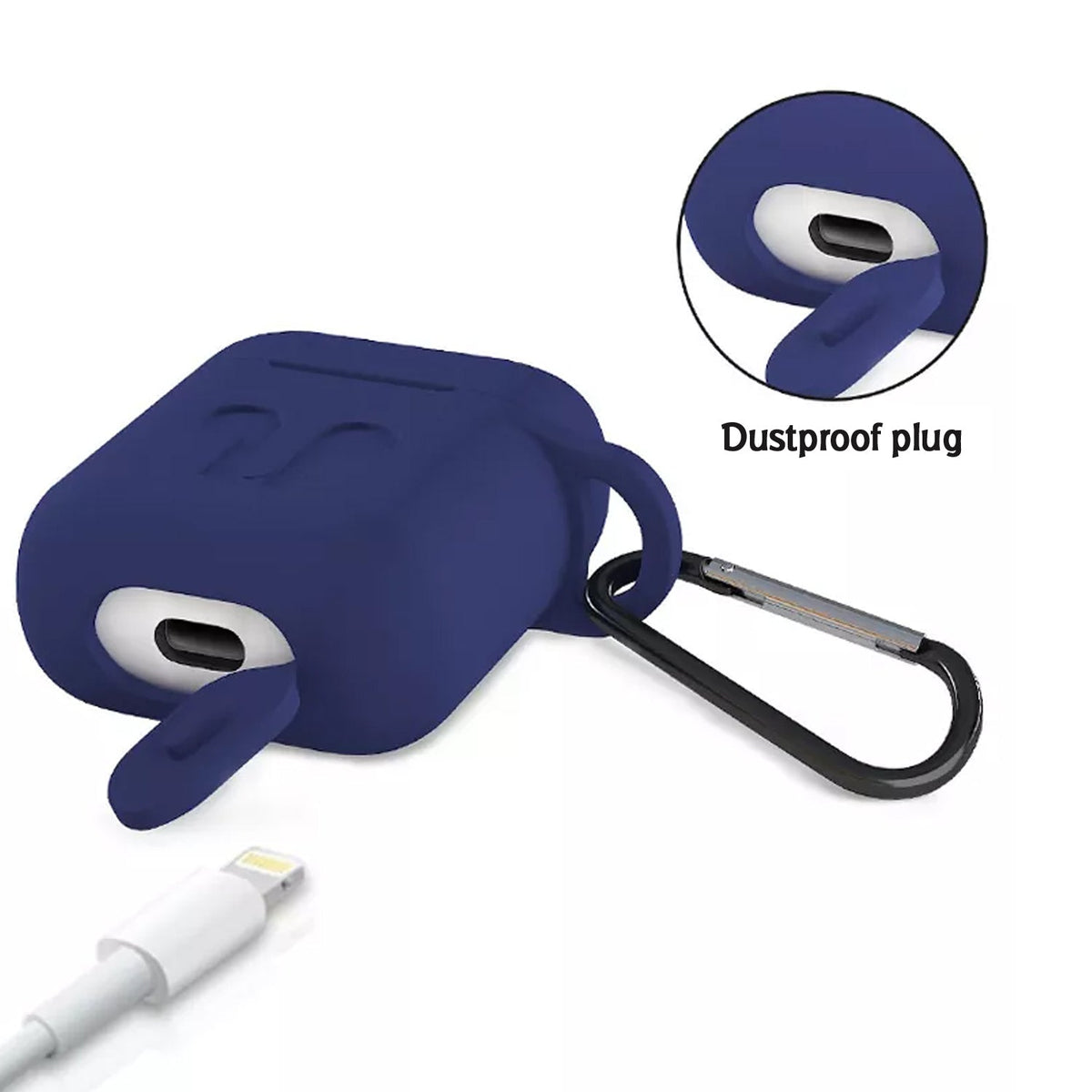 6473 Silicone Shockproof Protection Wireless Headphones Carrying Box Cover With Metal Keychain - Zidbik