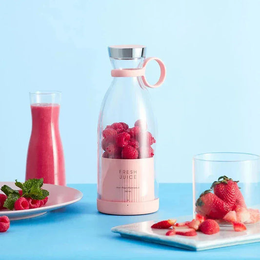 Portable Juicer Blender 5334a - Mini Wireless Charging Smoothie & Vegetable Shake Mixer Bottle with 6 Blades, 420 ml, Multicolor - Zidbik