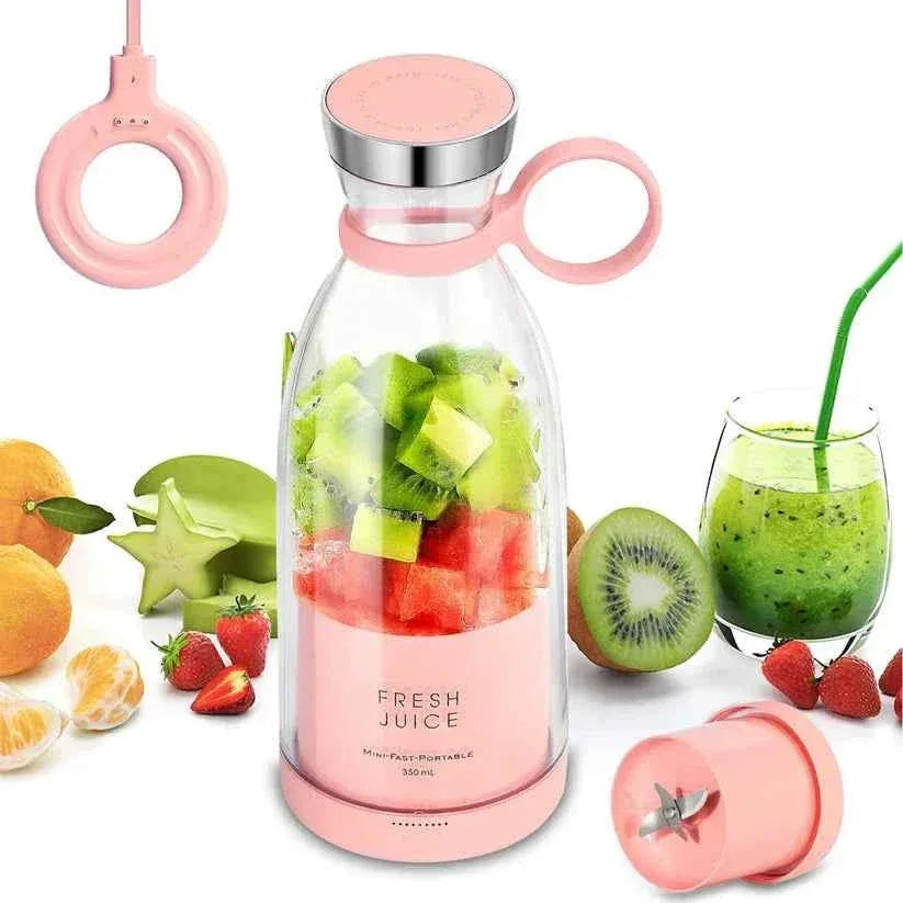 Portable Juicer Blender 5334a - Mini Wireless Charging Smoothie & Vegetable Shake Mixer Bottle with 6 Blades, 420 ml, Multicolor - Zidbik