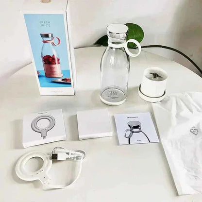 Portable Juicer Blender 5334a - Mini Wireless Charging Smoothie & Vegetable Shake Mixer Bottle with 6 Blades, 420 ml, Multicolor - Zidbik